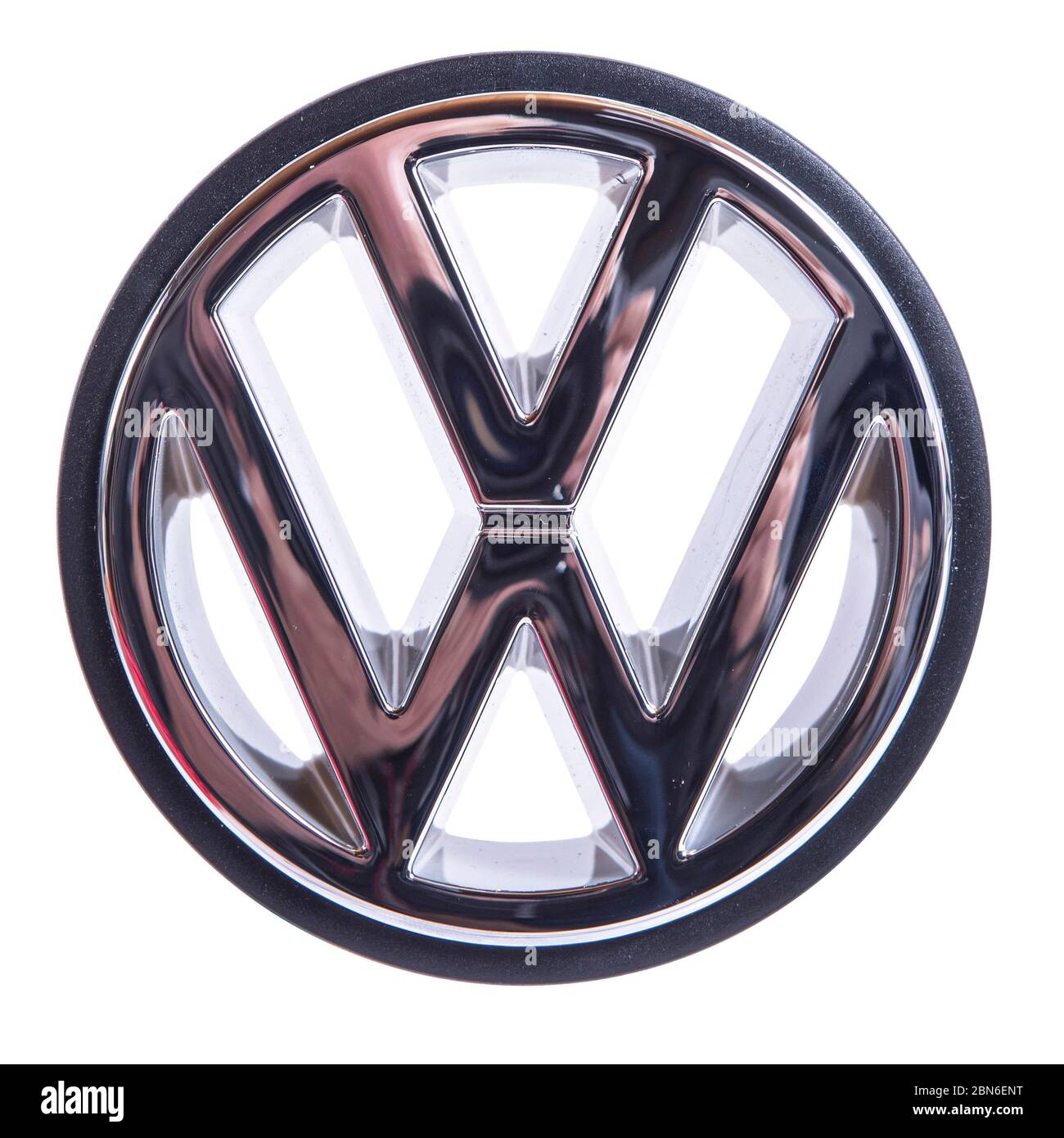 Logo Volkswagen Herstellerzeichen eine VW bus in Chrom Banque D'Images