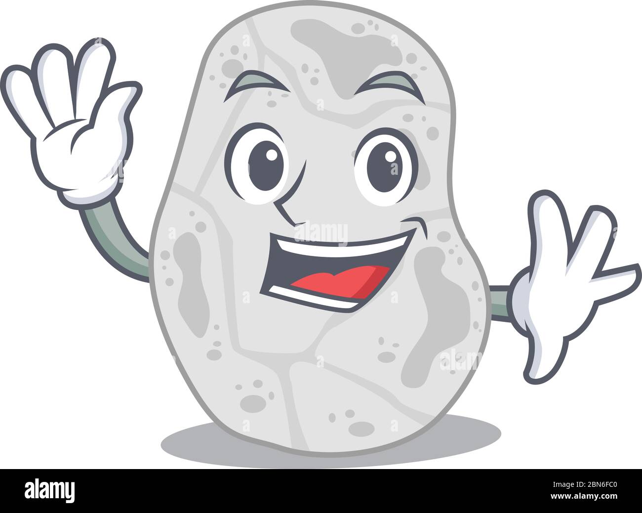 Une charmante mascotte de planctomycètes blanche de style souriant et de la main de la main Illustration de Vecteur