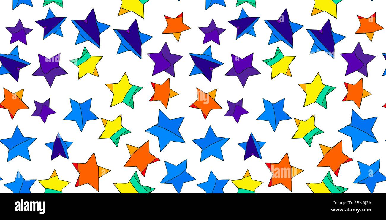 Étoiles colorées - motif sans couture. Drôle de dessins animés étoiles. Illustration de Vecteur