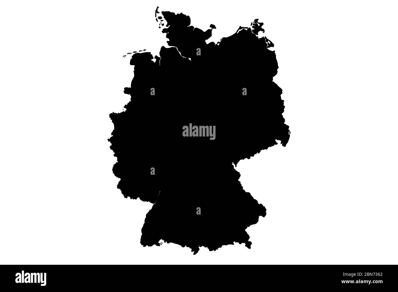 Carte noire de l'Allemagne isolée sur fond blanc Banque D'Images