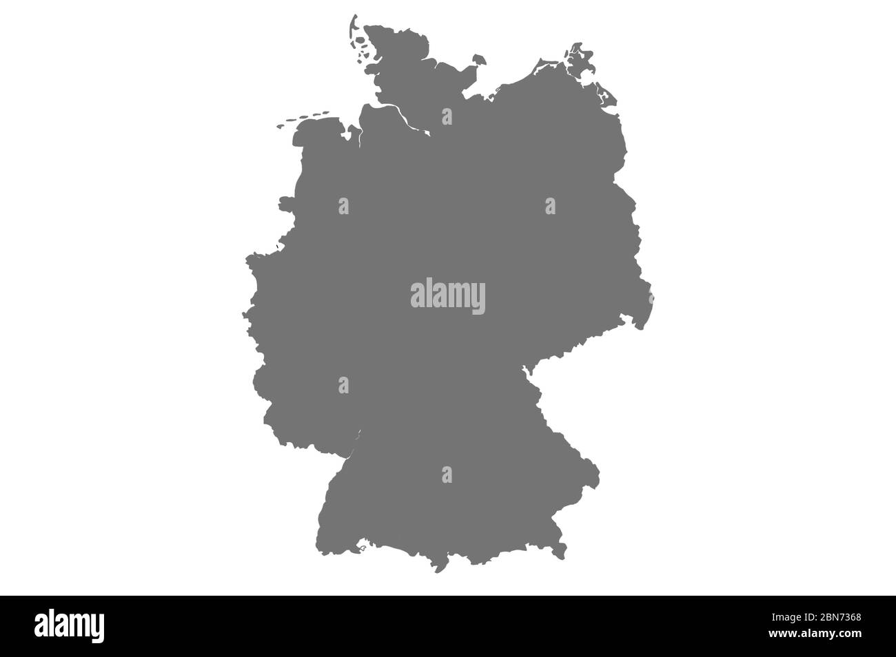 Carte grise de l'Allemagne isolée sur fond blanc Banque D'Images