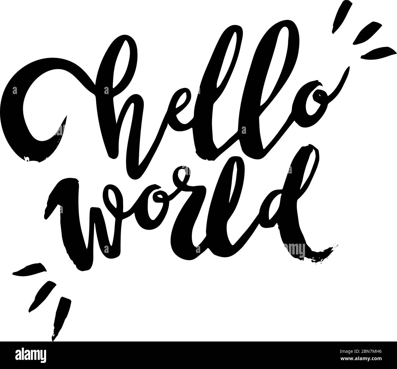 Lettres écrites à la main Hello World pour la carte Illustration de Vecteur