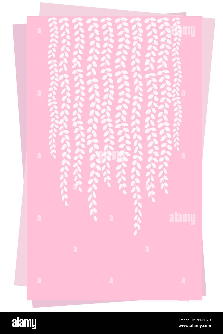 Pile de trois feuilles de papier rose à cordes blanches imprimé de perles verticales Banque D'Images
