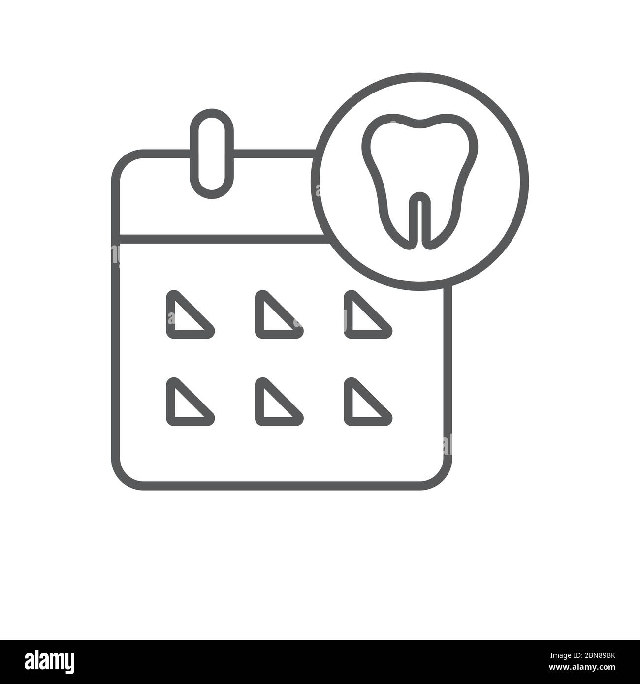 Calendrier avec symbole d'icône de vecteur de dent isolé sur fond blanc Illustration de Vecteur