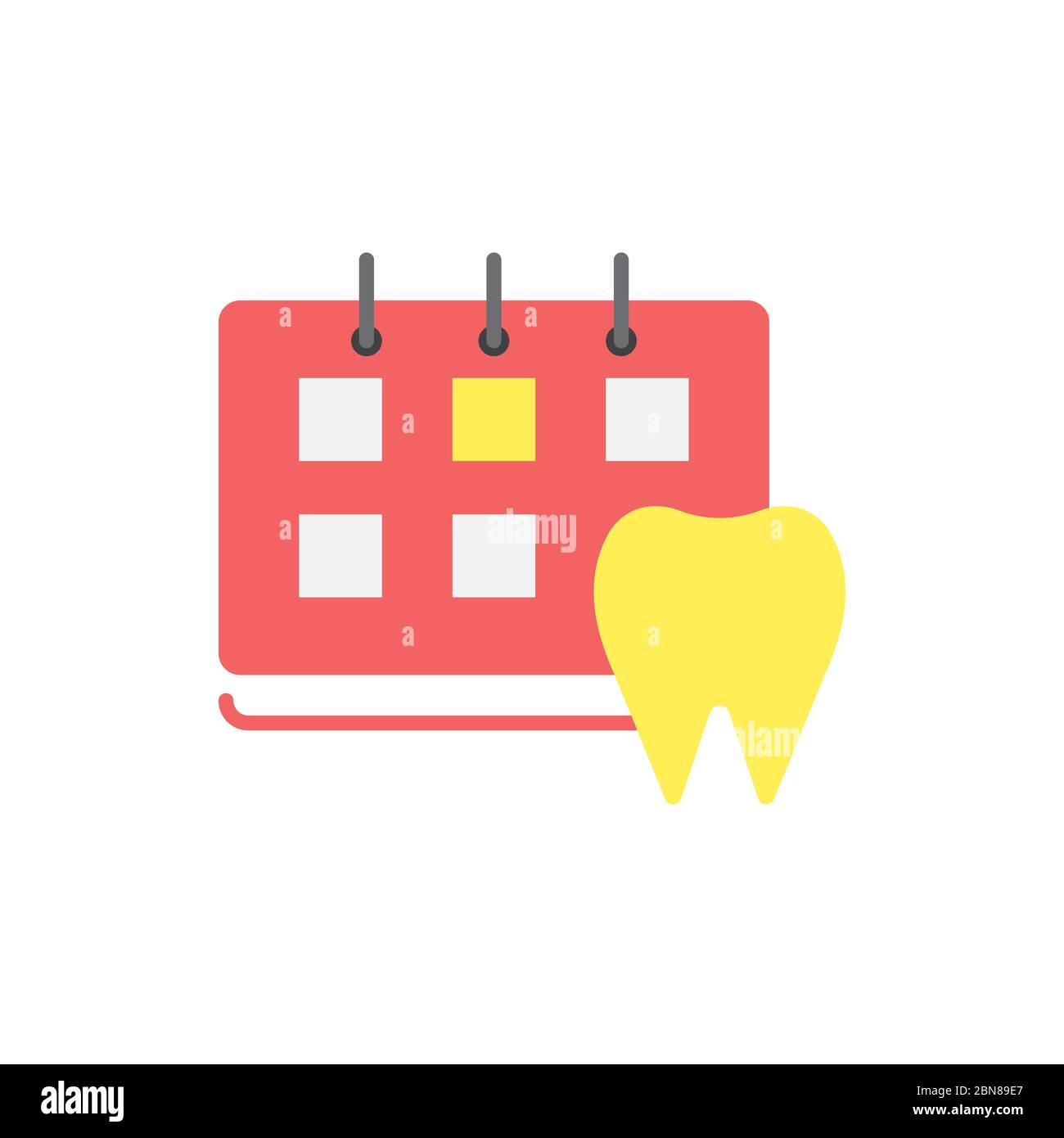 Calendrier avec symbole d'icône de vecteur de dent isolé sur fond blanc Illustration de Vecteur
