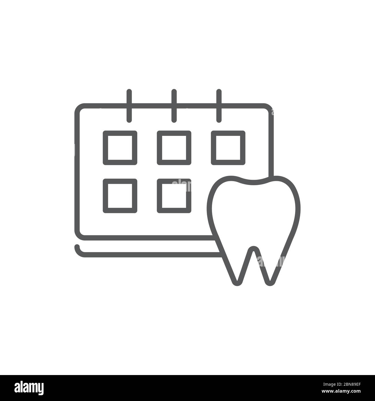 Calendrier avec symbole d'icône de vecteur de dent isolé sur fond blanc Illustration de Vecteur