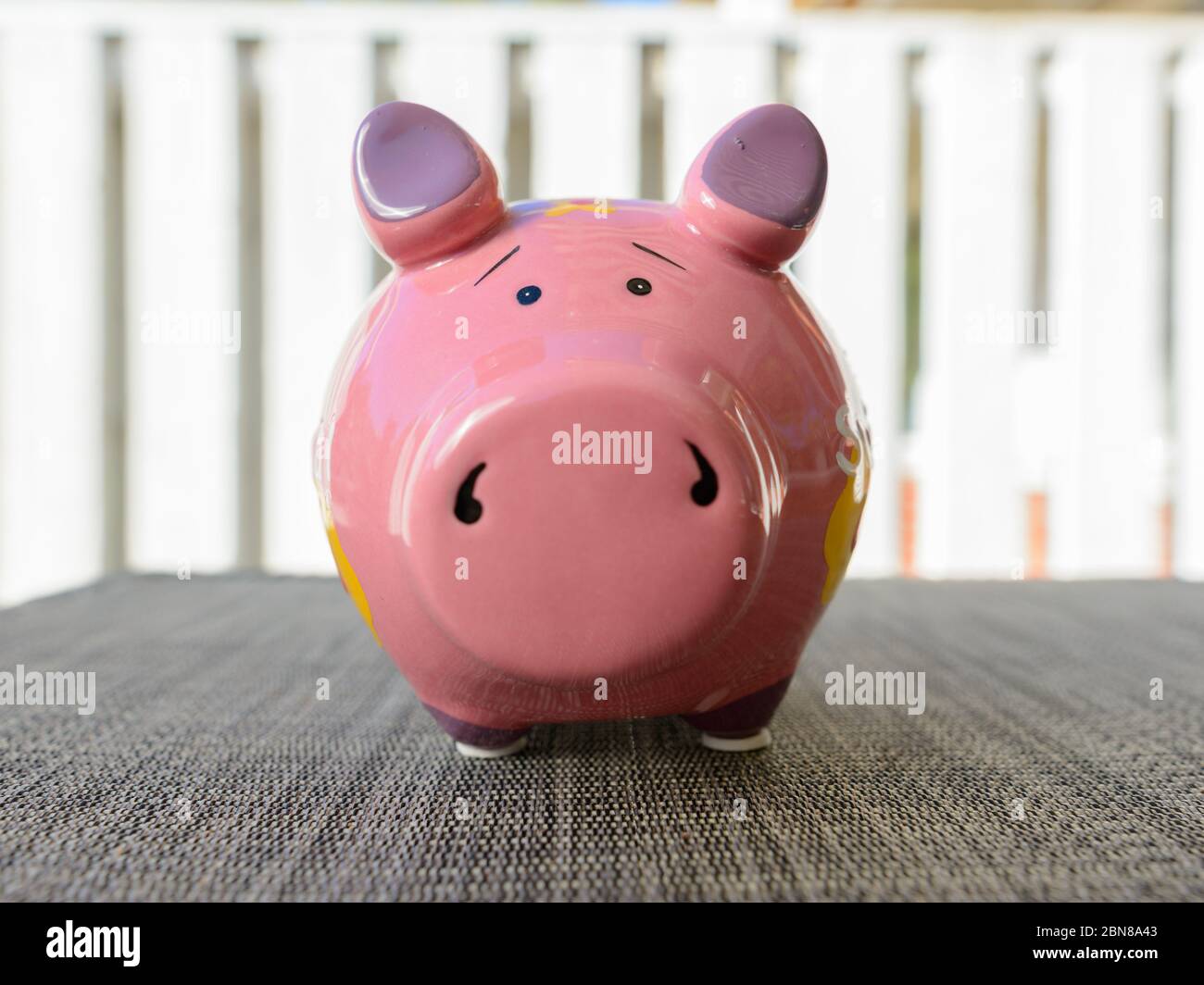 Piggy banque attendant l'investissement d'argent et de richesse à l'extérieur Banque D'Images