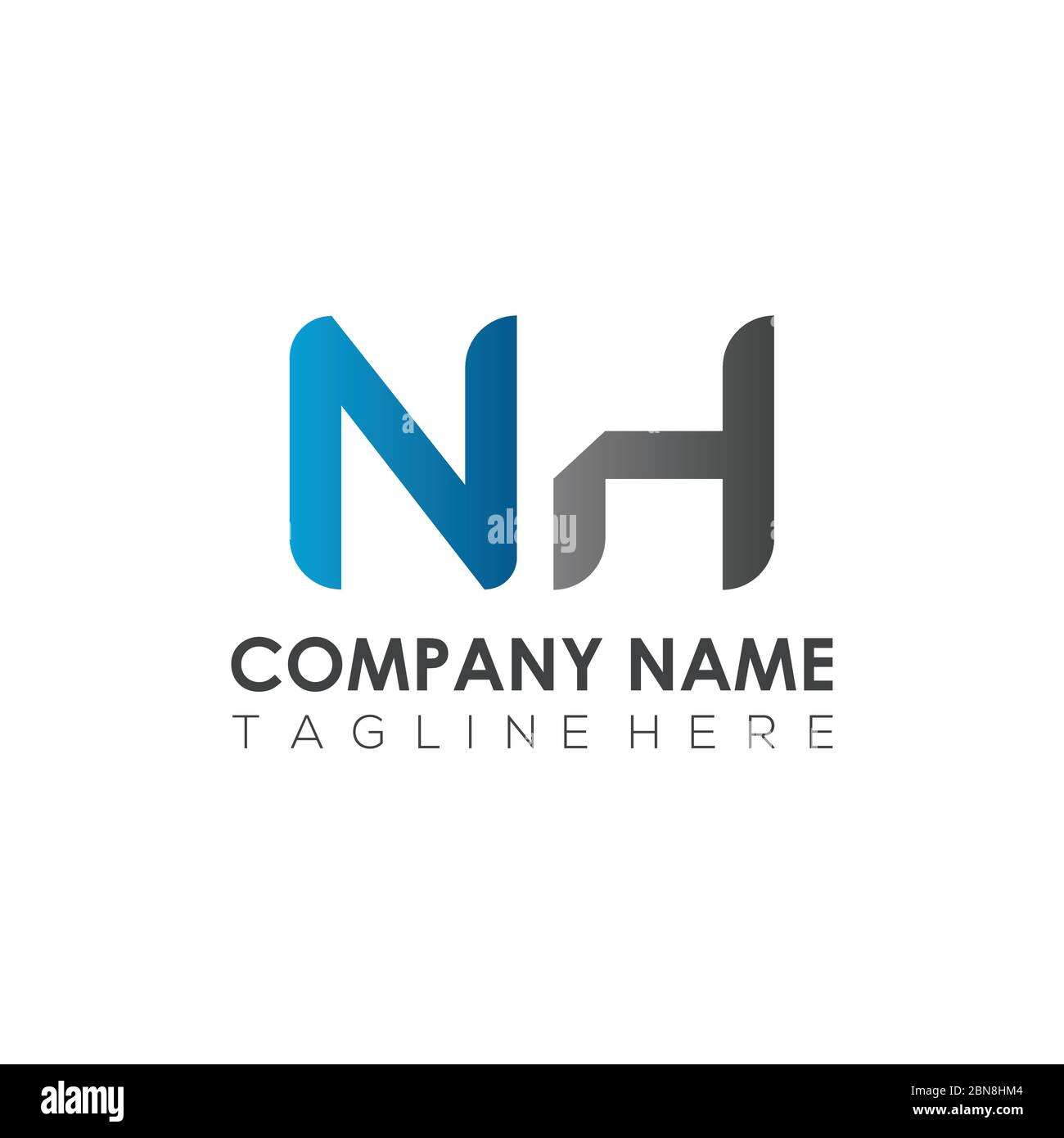 Modèle de scénario de logo NH de la lettre initiale. Design du logo lettre NH abstrait créatif Illustration de Vecteur