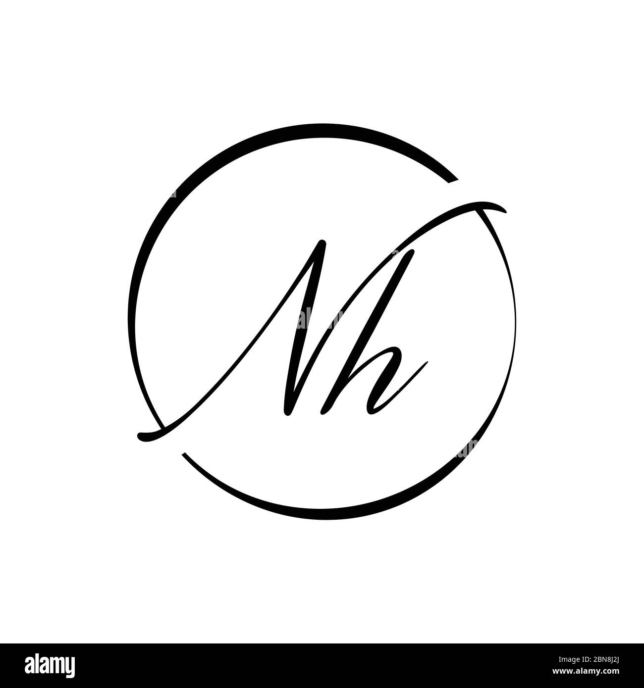 Modèle de scénario de logo NH de la lettre initiale. Design du logo lettre NH abstrait créatif Illustration de Vecteur