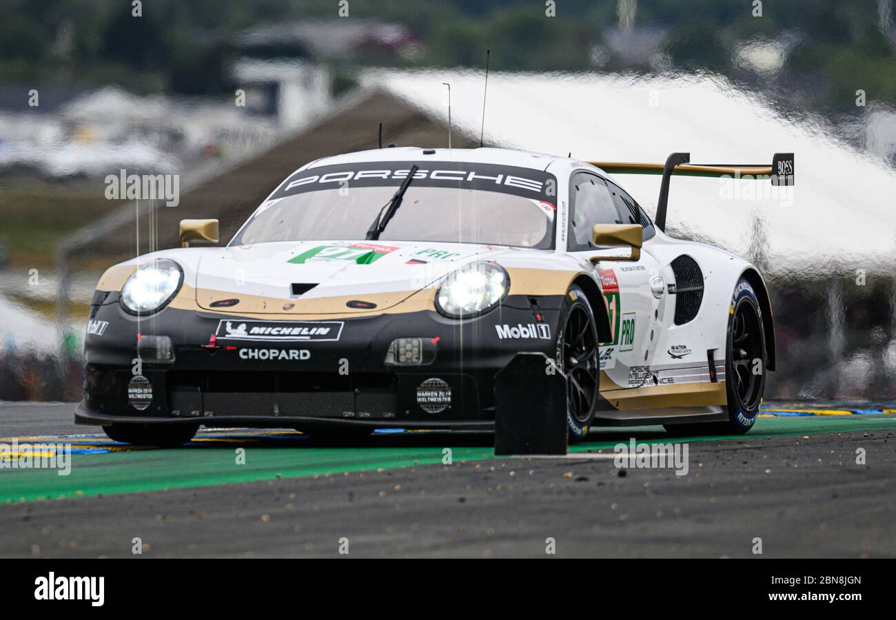 Le Mans / France - juin 15-16 2019 : 24 heures du Mans, Porsche GT Team, Porsche 911 RSR GTEPro, course des 24 heures du Mans - France Banque D'Images