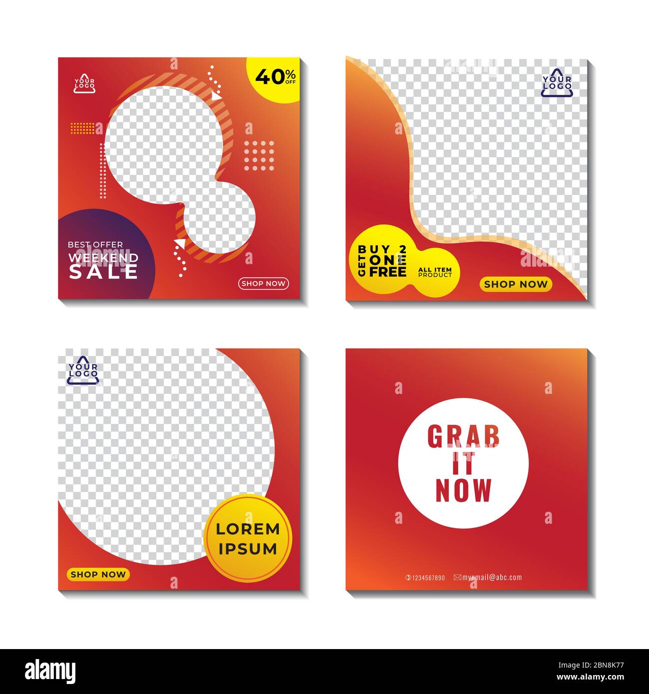 Modèle de publication de médias sociaux modifiable. Bannière Web élégante et promotionnelle. Motif circulaire à thème jaune et orange. Adapté à votre entreprise. Illustration de Vecteur