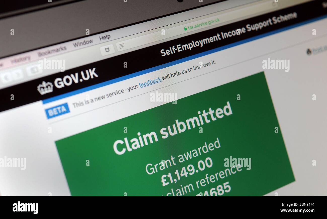 PAGE D'APPLICATION DU SITE WEB DU PROGRAMME D'AIDE À L'EMPLOI AUTONOME DU GOUVERNEMENT CONCERNANT LA SUBVENTION DU VIRUS CORONAVIRUS COVID-19 ETC UK Banque D'Images