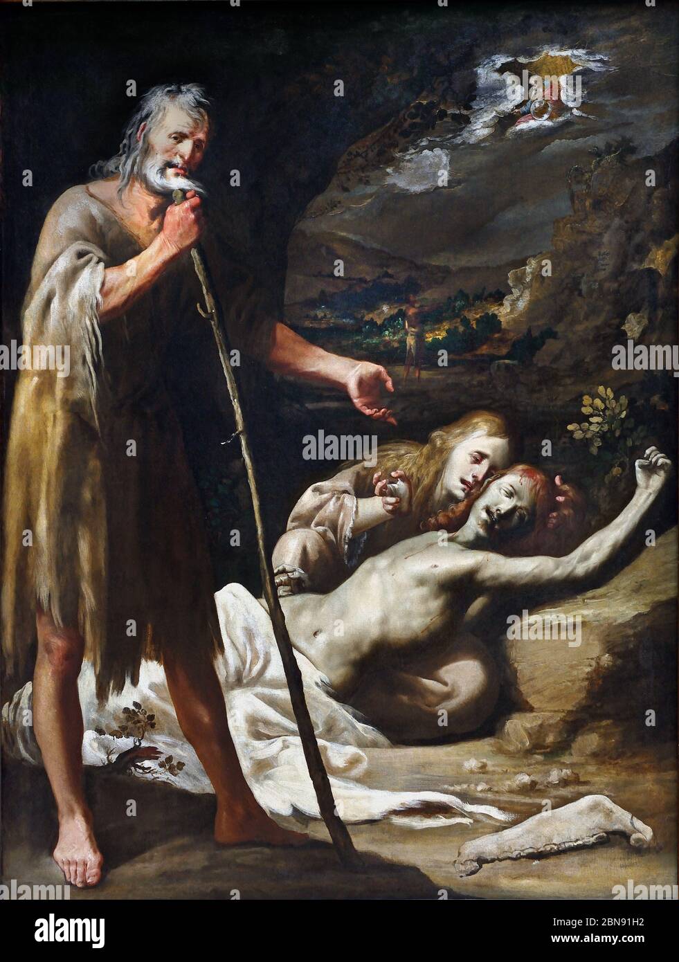 La mort d'Abel, autour de 1655 DOMEDEL Sebastian MARTINEZ (Jaén, environ 1615 - Madrid, 1667) l'Espagne, l'espagnol, ( Adam et Eve le corps d'Abel mort pleurer ) Banque D'Images