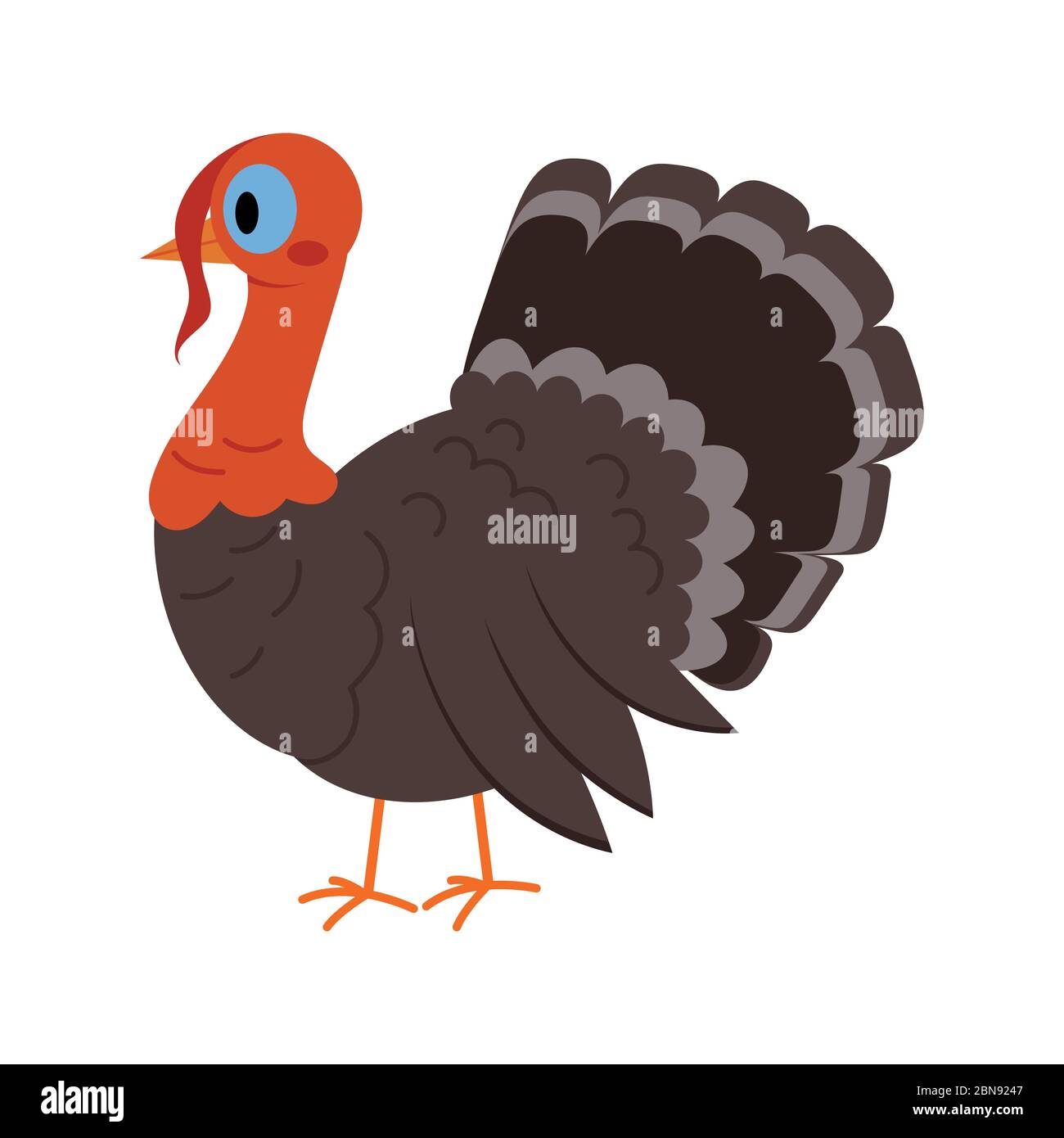 Oiseau de dinde isolé sur fond blanc. , Illustration de Vecteur