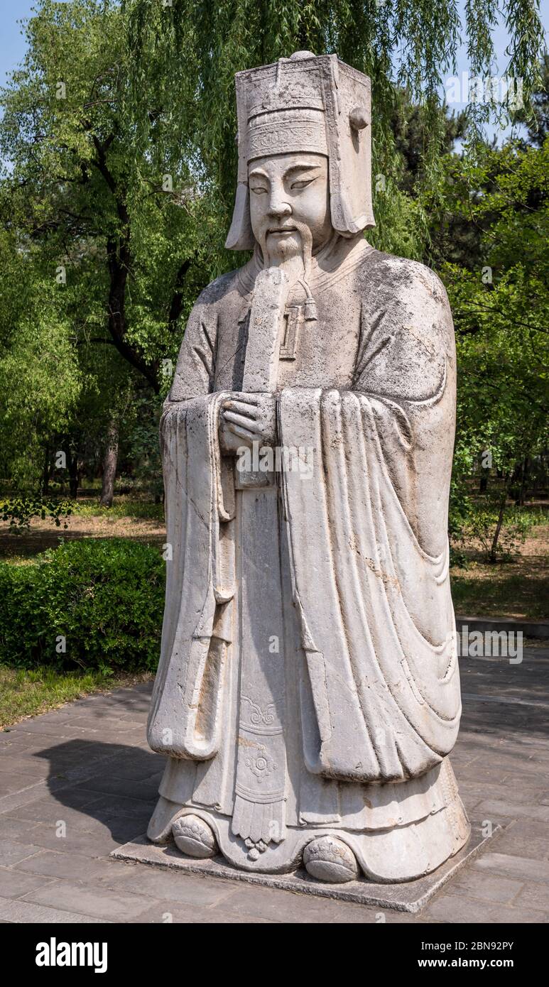 'Fonctionnaire civil méritoire', voie sacrée, tombes Ming, près de Beijing Banque D'Images