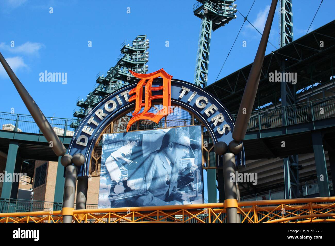 Vue sur le parc Comerica par temps ensoleillé Banque D'Images