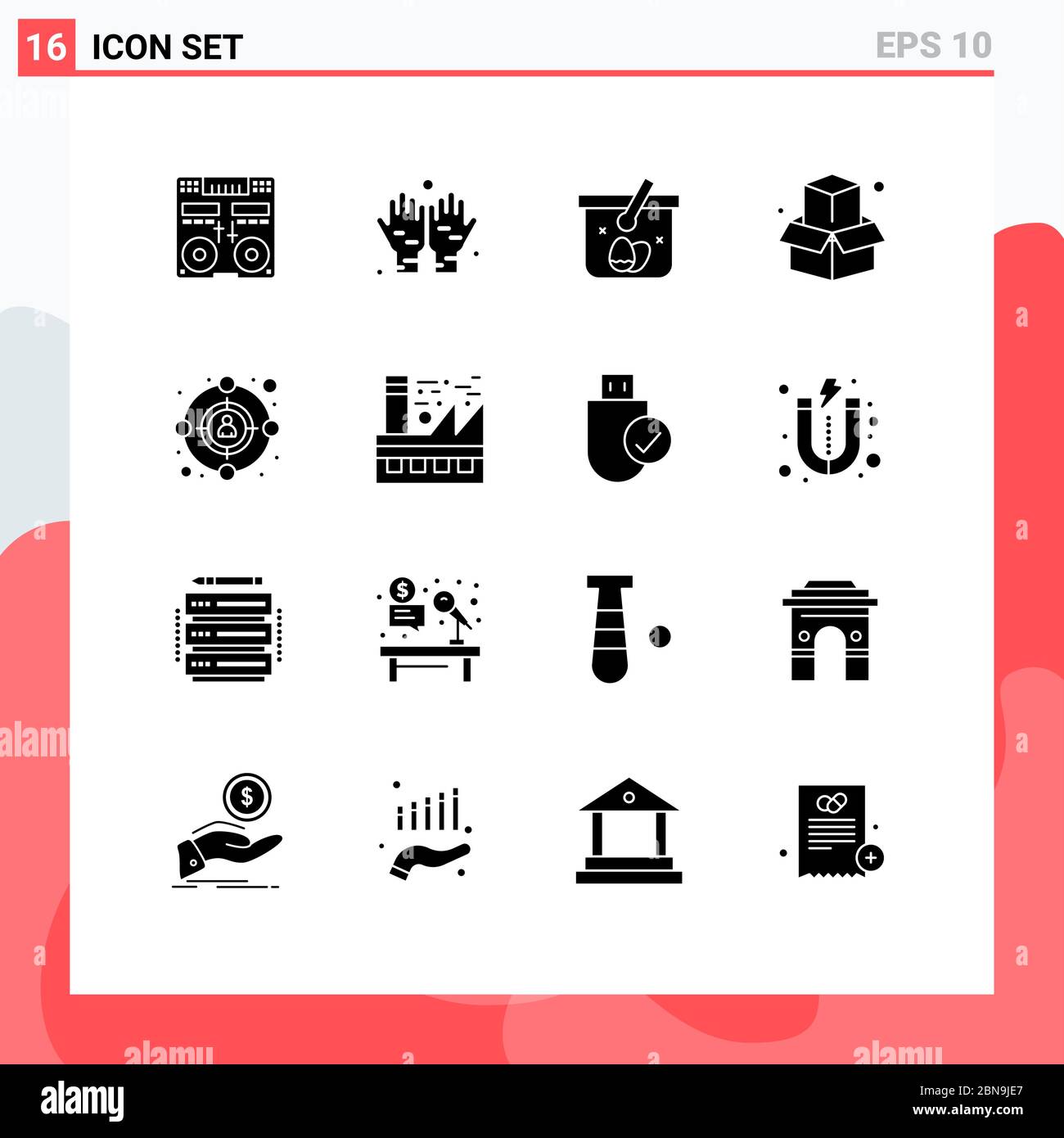 16 icônes créatives signes et symboles modernes de cible, public, panier, bureau, boîte éléments de conception vectorielle modifiables Illustration de Vecteur