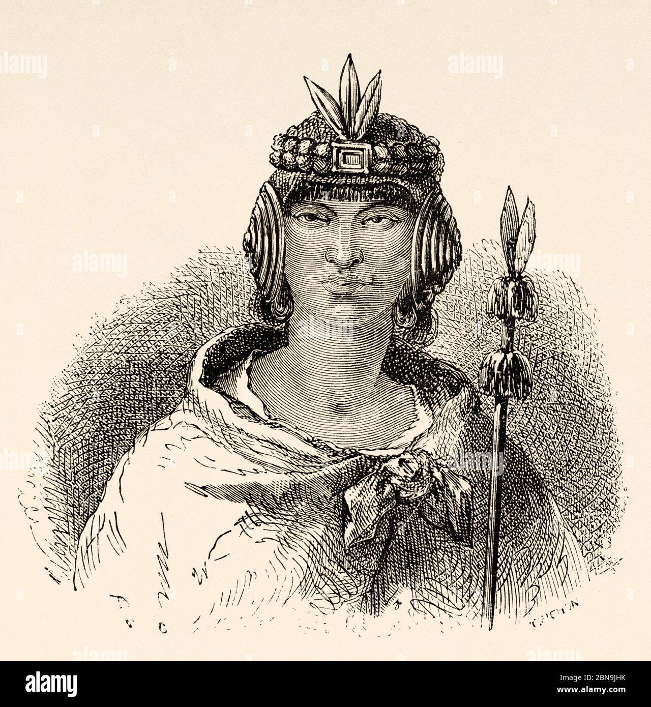 Lloque Yupanqui, troisième empereur inca du Pérou 1260-1290. Pérou, Amérique du Sud. Illustration gravée du XIXe siècle, le Tour du monde 1863 Banque D'Images