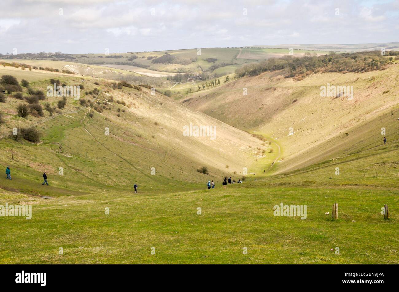 Vue vers le nord sur Devil's Dyke, une vallée sèche sur South Downs dans Sussex près de Brighton, Angleterre. Banque D'Images