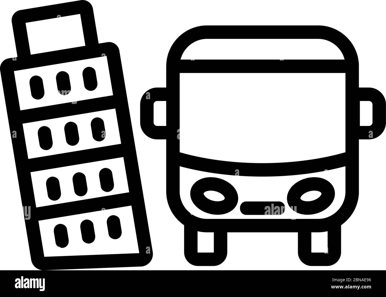 illustration vectorielle du bus touristique et de la tour penchée de pise Illustration de Vecteur