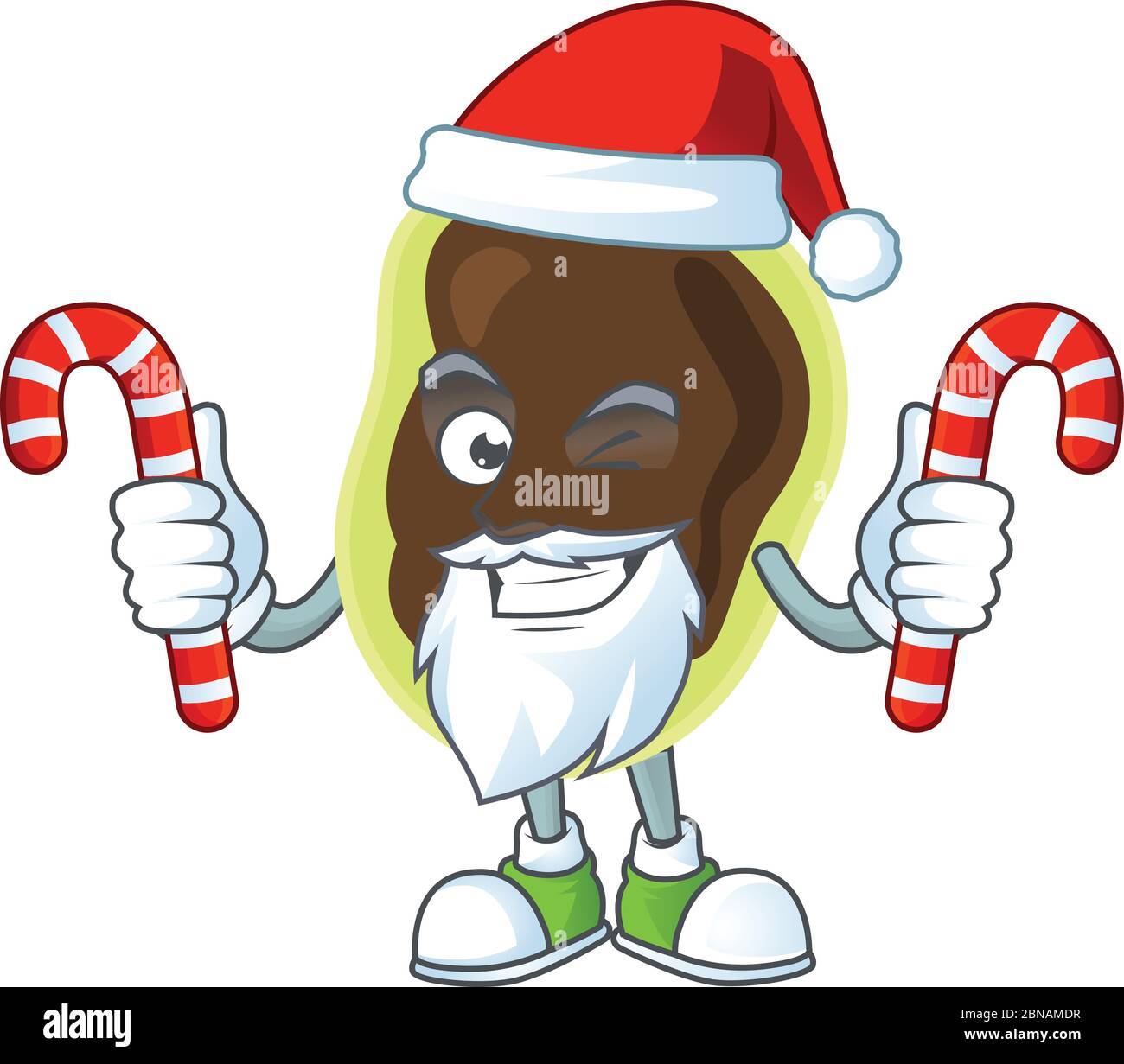 Personnage de dessin animé de firmicutes comme un père Noël ayant des bonbons Illustration de Vecteur