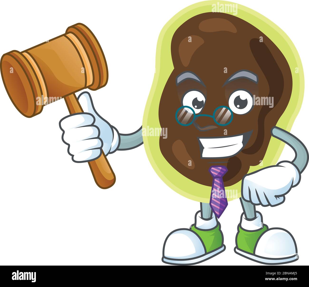Un sage juge firmicutes dessin de mascotte de dessin animé portant des lunettes Illustration de Vecteur