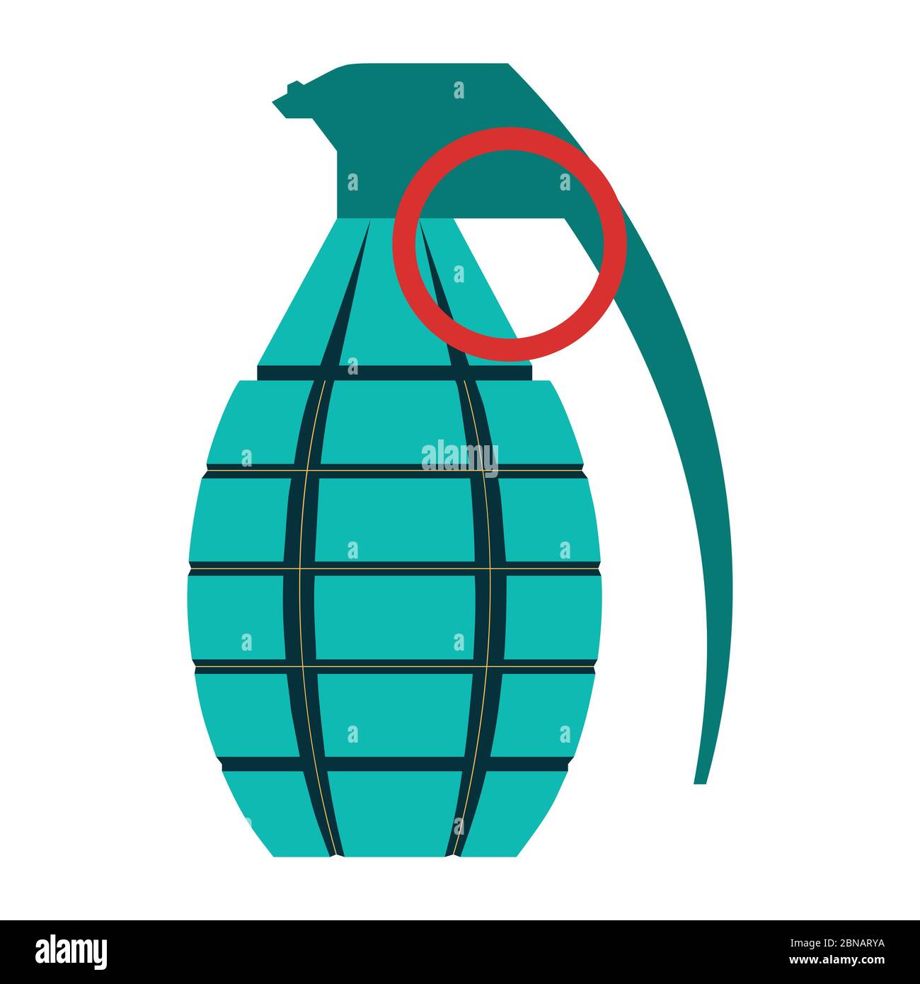 Icône grenade, style couleur plate. Lancer d'attaque fragmentée explosive de l'armée militaire Illustration de Vecteur