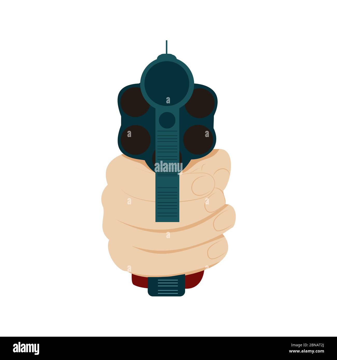 Main tenant le pistolet dans la vue de face, illustration vectorielle Illustration de Vecteur