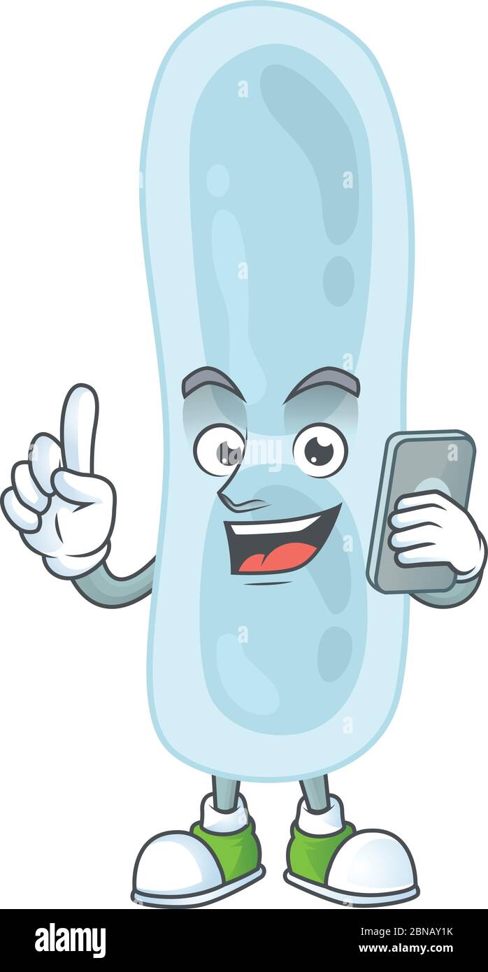 dessin animé concept de klebsiella pneumoniae parlant avec des amis au téléphone Illustration de Vecteur