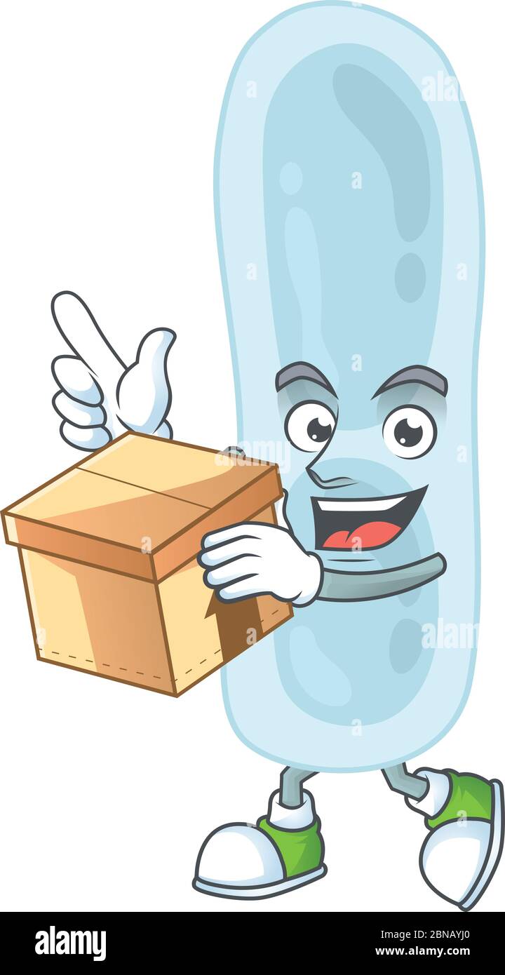 dessin animé style de klebsiella pneumoniae ayant boîte cadeau Illustration de Vecteur