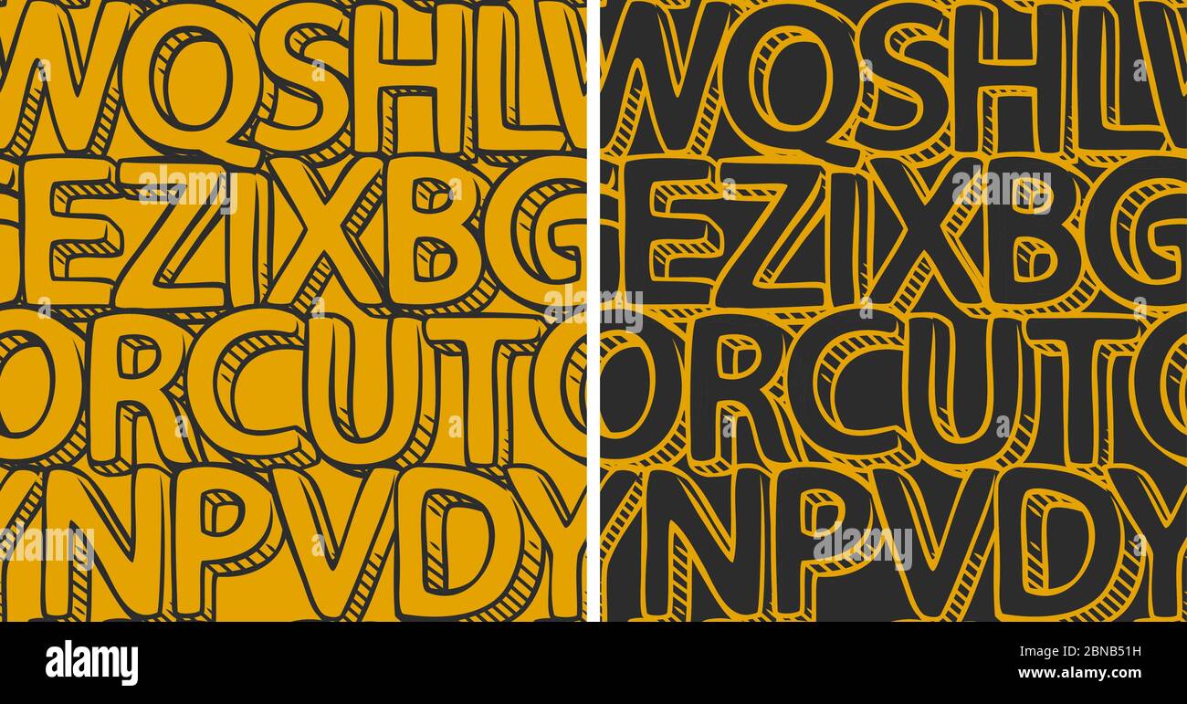 Lettres d'arrière-plan sans couture. Illustration vectorielle à motif alphabet dessiné à la main Illustration de Vecteur