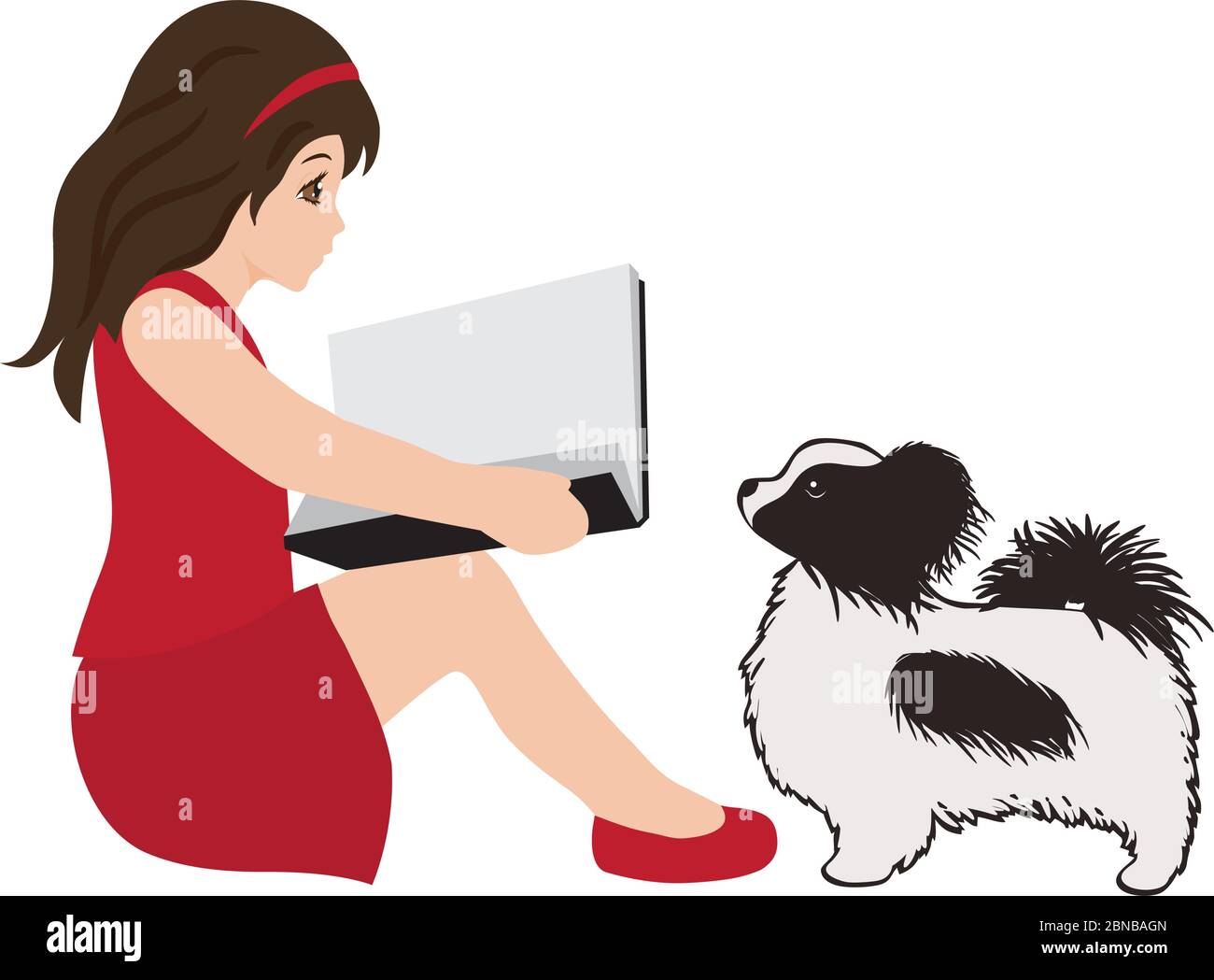 petite fille et chien Illustration de Vecteur