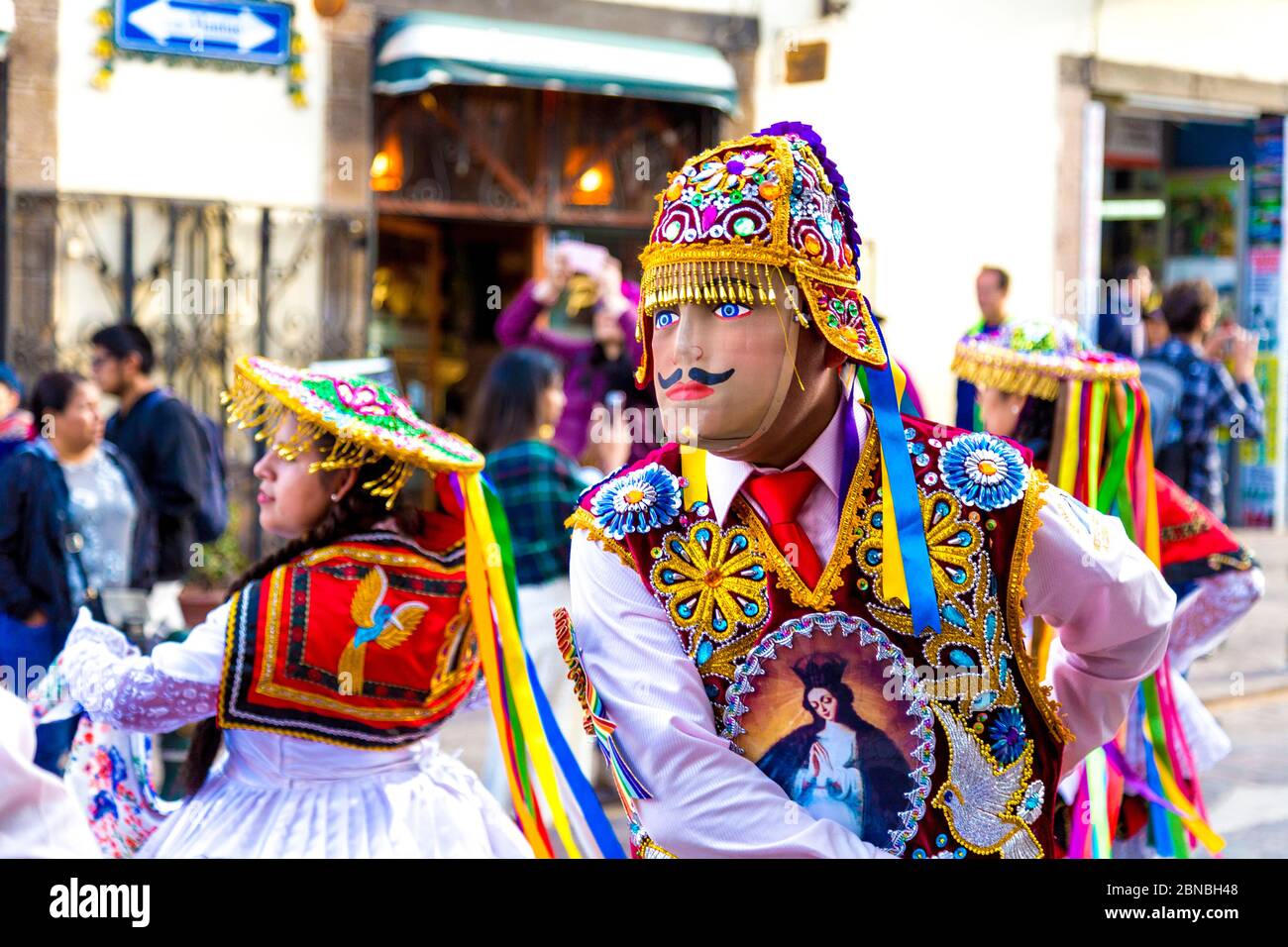 Défilé du Festival à Cusco, la Vallée Sacrée, Pérou Banque D'Images