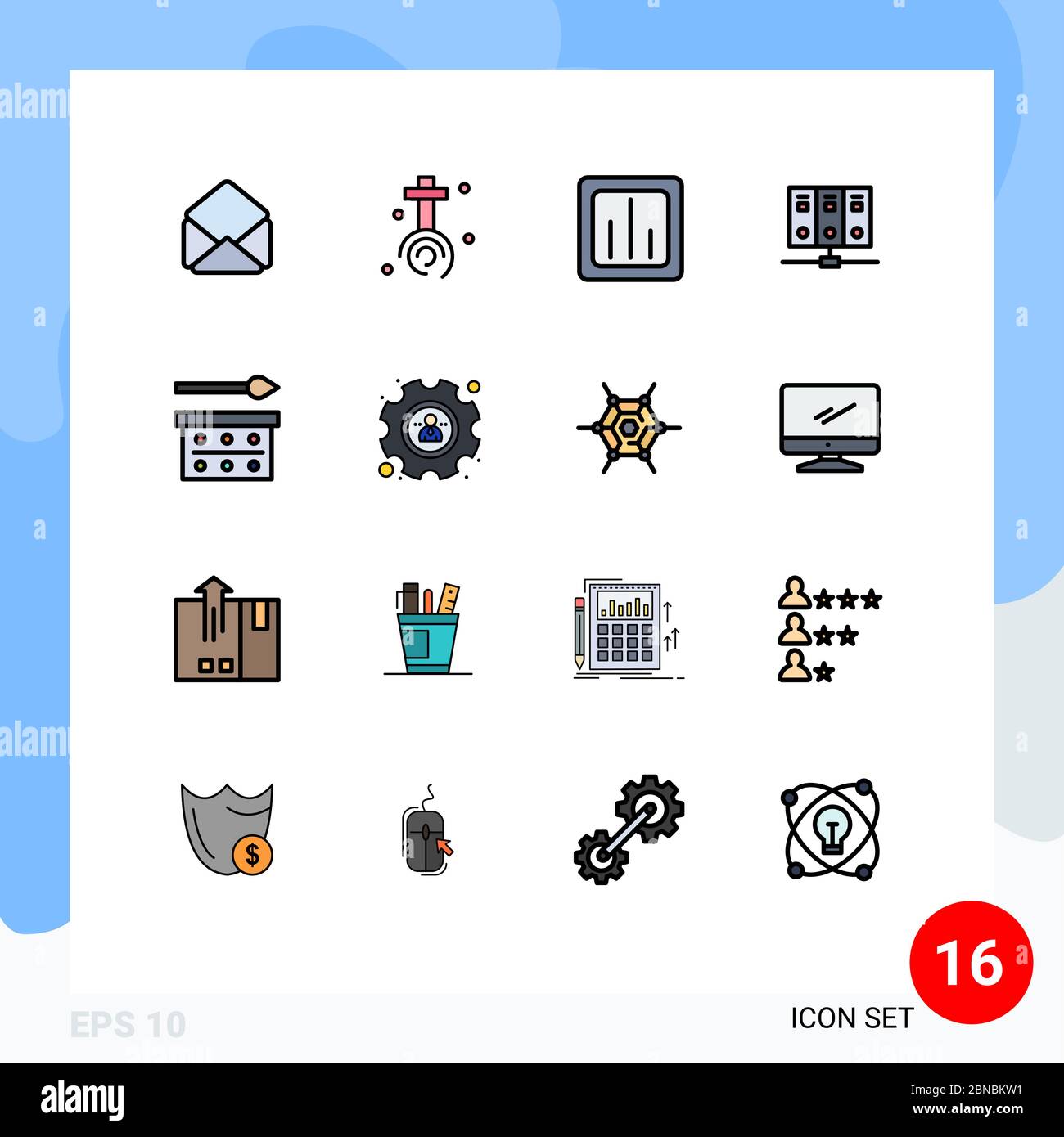 16 icônes créatives signes et symboles modernes de peinture oculaire, base de données, graphique, serveur, éléments de conception de vecteur créatif modifiables par ordinateur Illustration de Vecteur