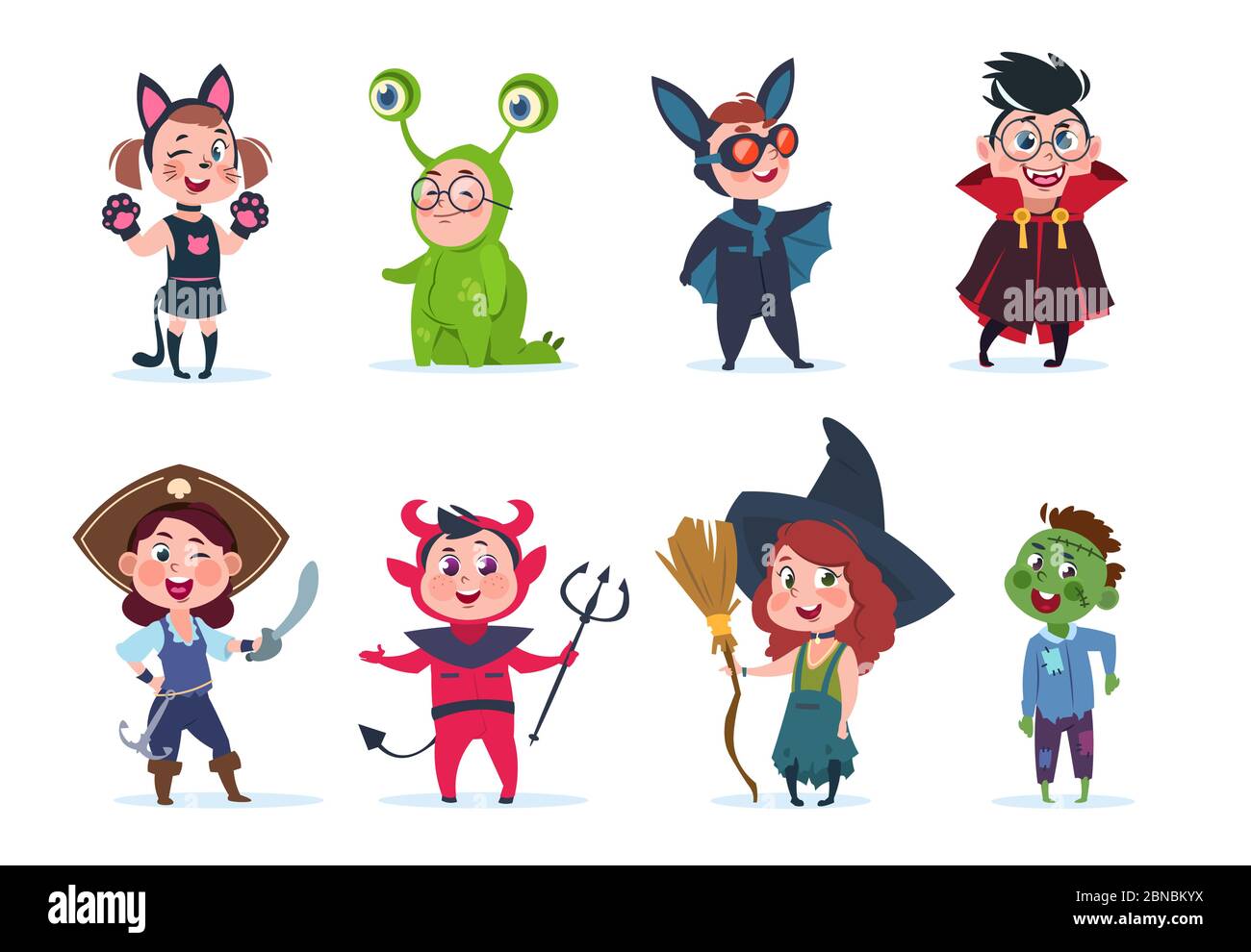 Costumes D Halloween Pour Enfants Dessin Anime Bebe Mignon A Halloween Partie Festival Personnages Vectoriels De Dessin Anime Costume Pour Enfant Sorciere Et Monstre Pirate Et Dracula Illustraion Image Vectorielle Stock Alamy