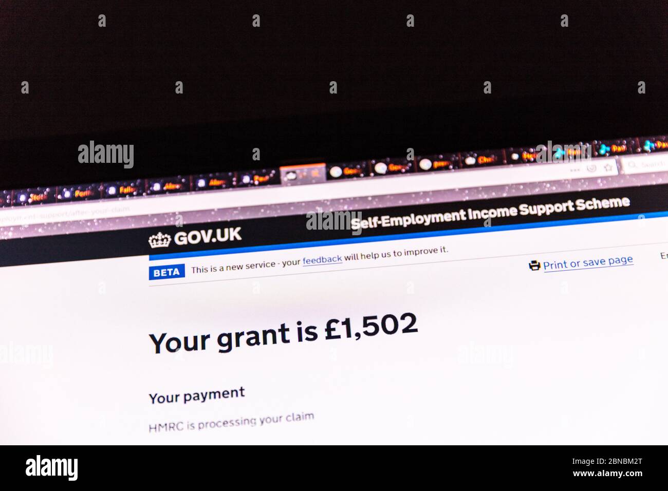 Régime de soutien du revenu pour les travailleurs autonomes, subvention, subvention pour les travailleurs indépendants, subvention HMRC, travailleur indépendant, régime de soutien du revenu, subvention Covid 19, réclamation, Gov.UK, Banque D'Images