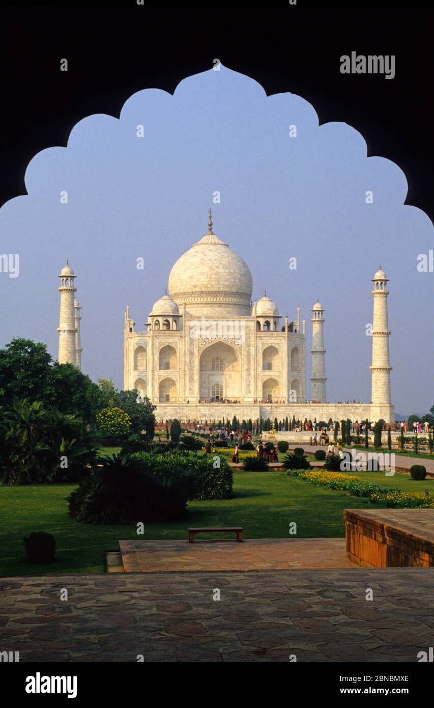 Le Mausolée du Taj Mahal.Agra. L'Uttar Pradesh.L'Inde. Banque D'Images