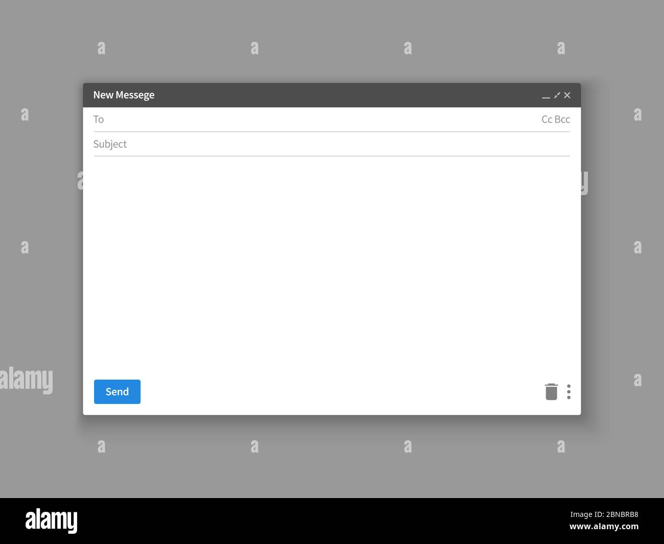 Modèle d'e-mail. Fenêtre vide du navigateur de messagerie. Cadre vectoriel de page Web de message électronique. Fenêtre du navigateur pour l'illustration de l'envoi d'e-mails Illustration de Vecteur