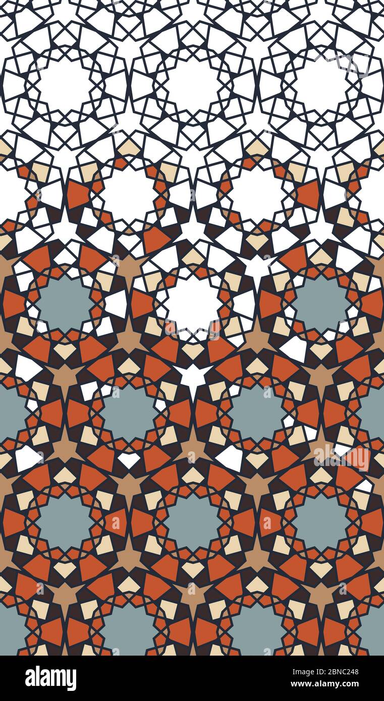 Modèle vertical arabe et islamique géométrique. Grille géométrique arabe avec texture demi-teinte de couleur Illustration de Vecteur