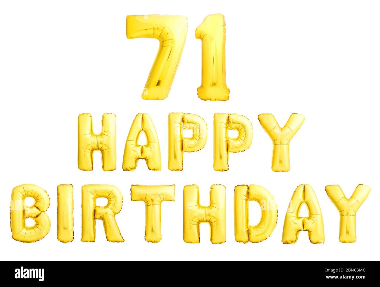 Joyeux Anniversaire 71 Ans Ballons Gonflables Dores Isoles Sur Fond Blanc Photo Stock Alamy