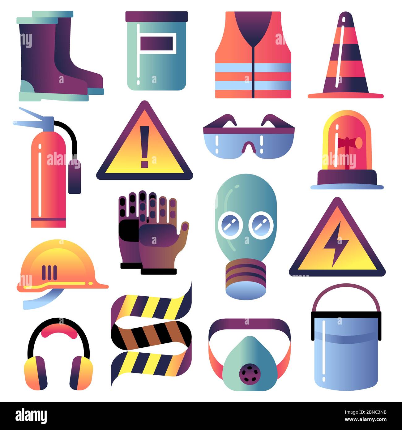 Équipement de sécurité. Protection personnelle pour les travaux de construction. Casque, gants et lunettes. Icônes de vecteur de travail de sécurité. Illustration de l'équipement du casque, de la protection et de la sécurité au travail Illustration de Vecteur