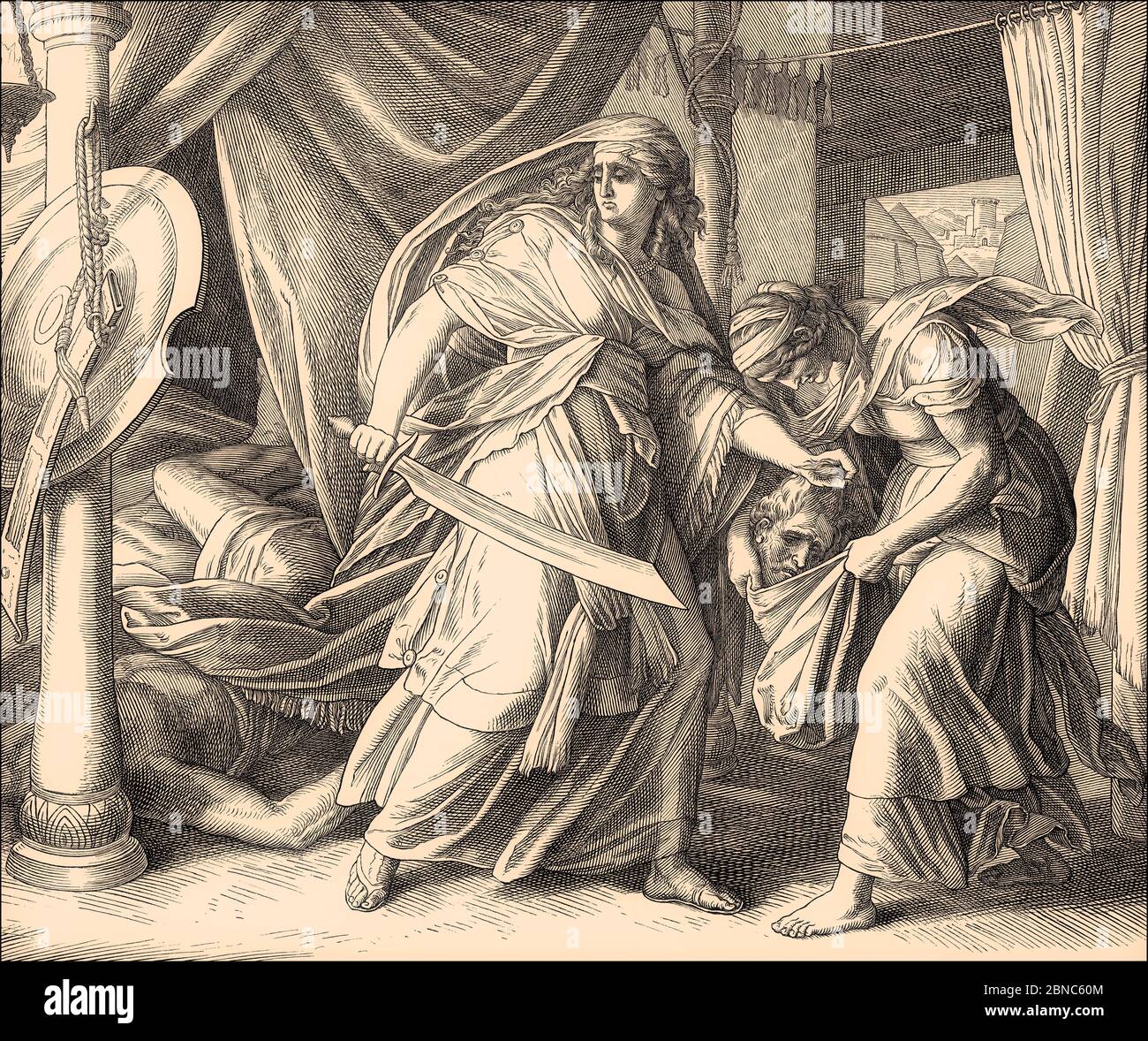 Mort d'Holofernes, ancien Testament, par Julius Schnorr von Carolsfeld Banque D'Images