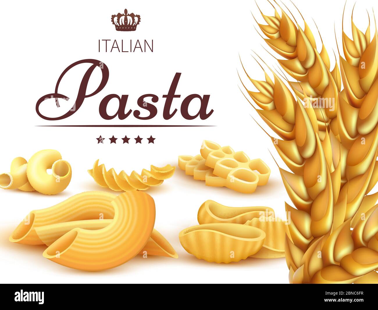 Fond de pâtes italiennes royales ou affiche avec du blé. Bannière et affiche Illustration de Vecteur