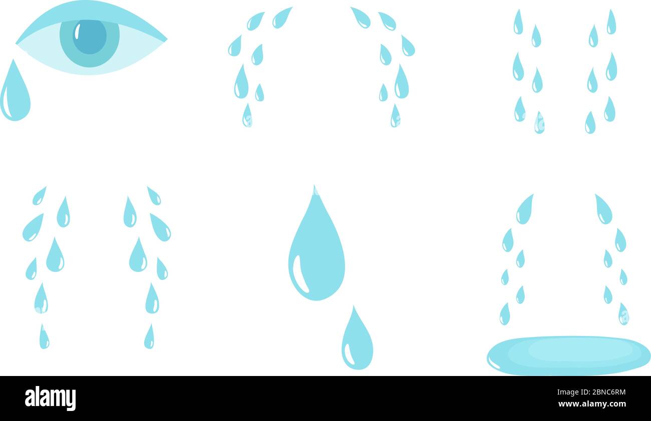 Les Larmes De Bande Dessinee Pleurs Et Sueurs Pleurs Larmes Gouttelettes Des Yeux Vecteur Ensemble Isole Illustration De La Larme De Goutte Et De La Tristesse De Cri Image Vectorielle Stock