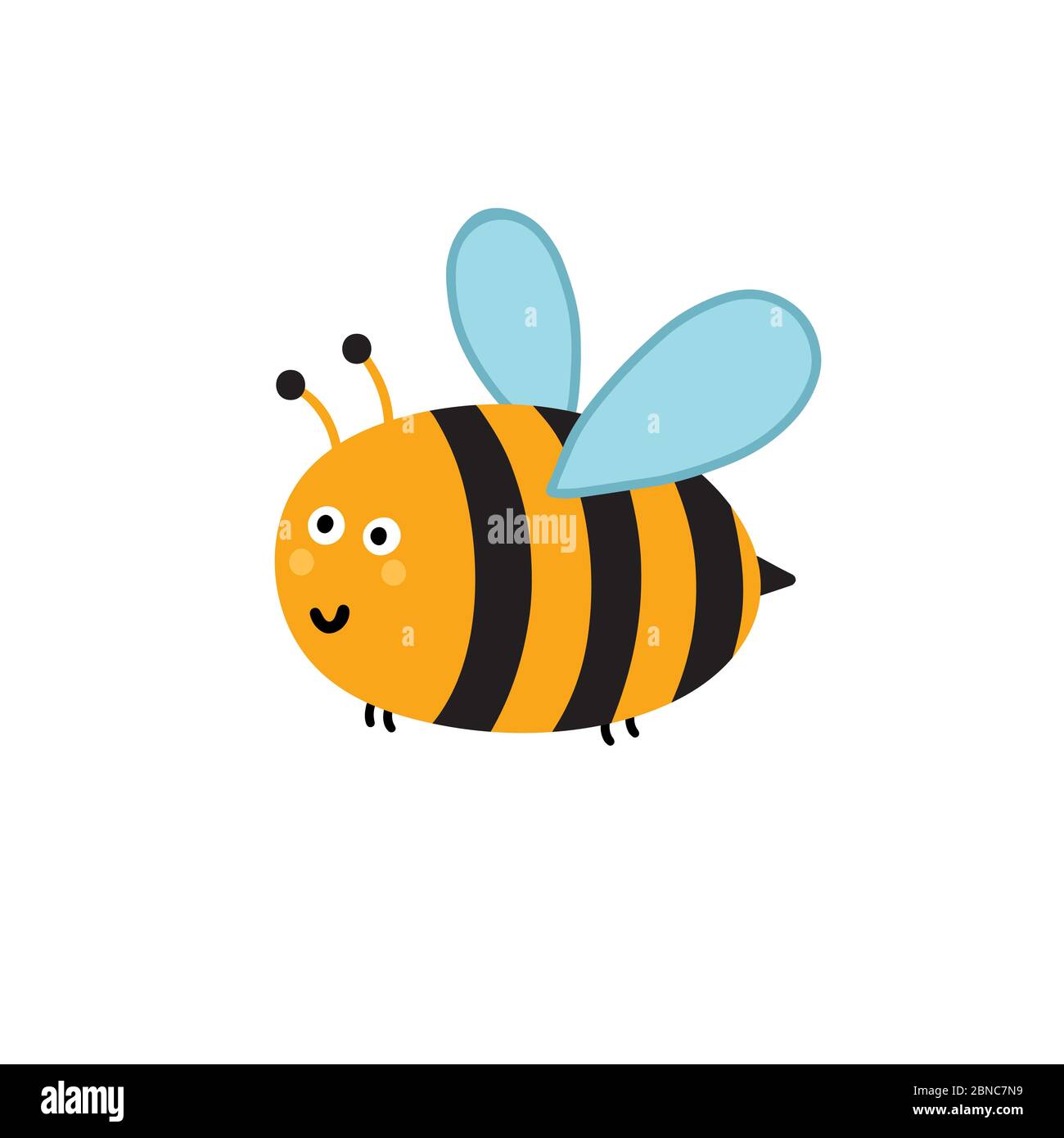 Élément isolé mignon de petite abeille. Insecte drôle Illustration de Vecteur