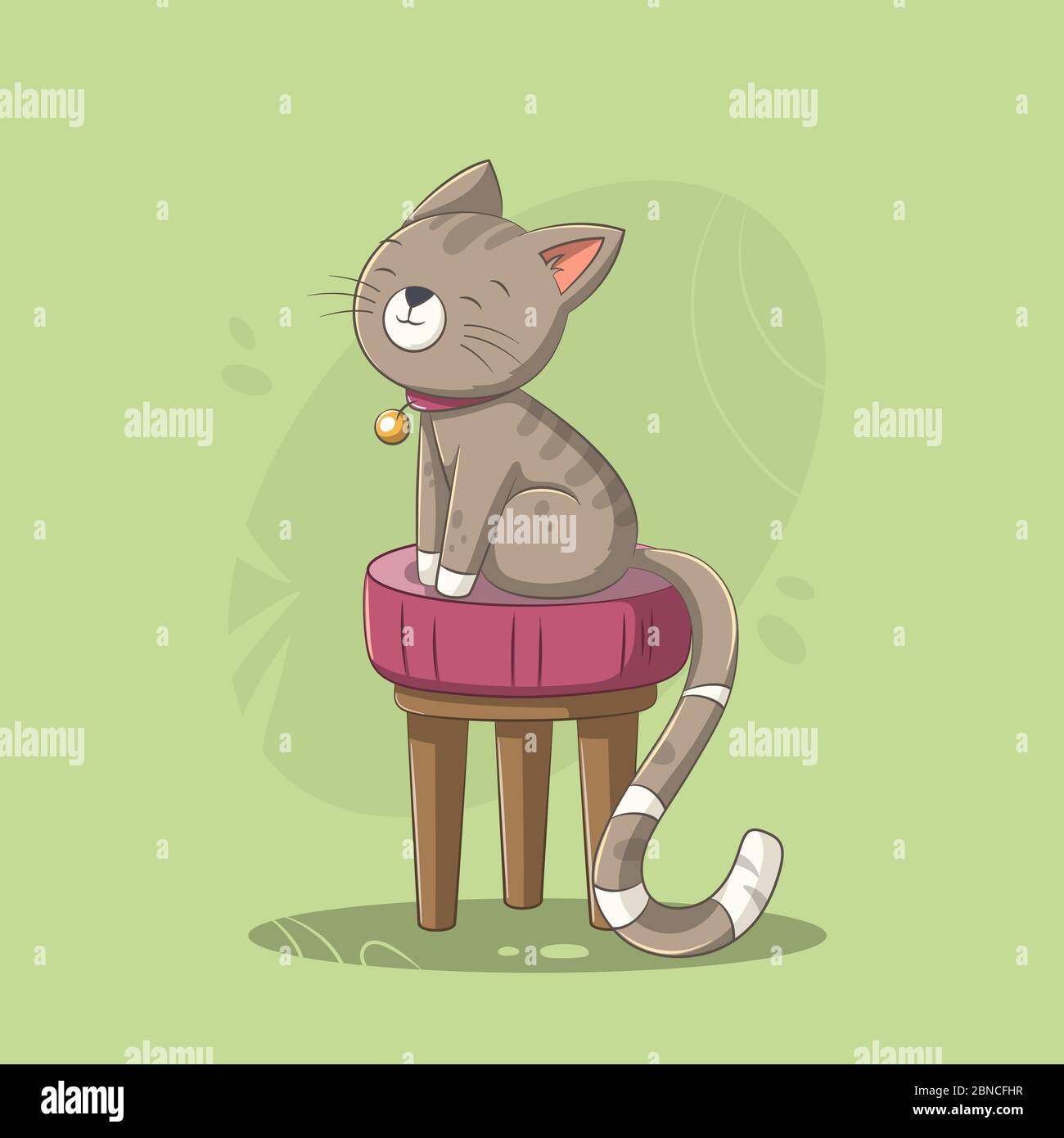 Un petit chat mignon sur un tabouret. Illustration vectorielle avec calques séparés. Illustration de Vecteur Un petit chat mignon sur un tabouret. Illustration vectorielle avec calques séparés. Illustration de Vecteur
