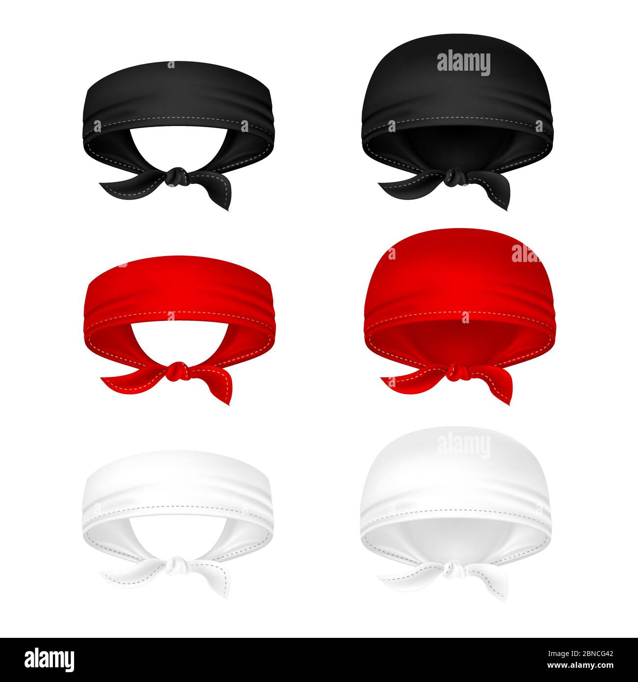 Illustration vectorielle rouge, noir et blanc des bandanas de tête isolée sur fond blanc Illustration de Vecteur