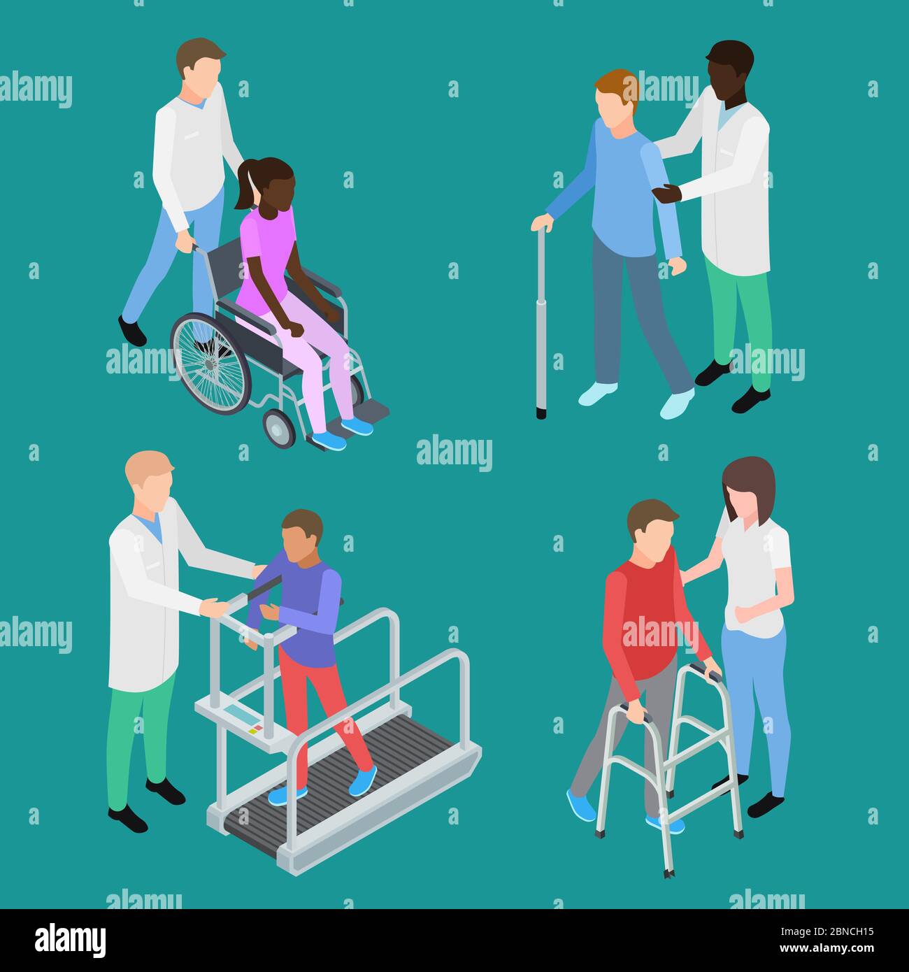 Physiothérapie isométrique et réadaptation médicale pour adolescents et adultes. Vector réhabilitation isométrique, illustration de la physiothérapie de forme physique 3d Illustration de Vecteur