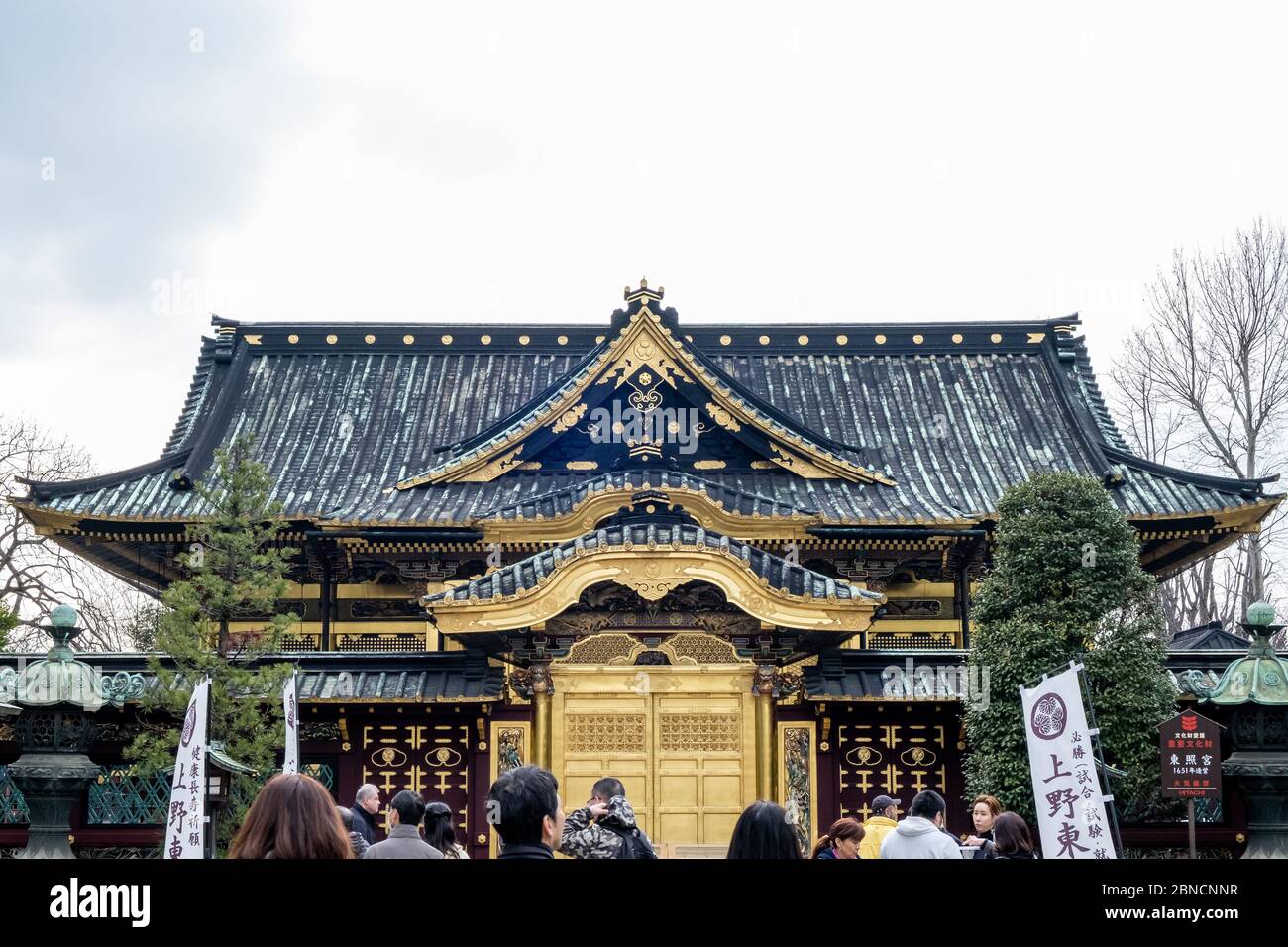 Tokyo, Japon - 17 mars 2019 : vue sur le sanctuaire d'Ueno Toshogu dans le parc d'Ueno de Tokyo, Japon. Banque D'Images