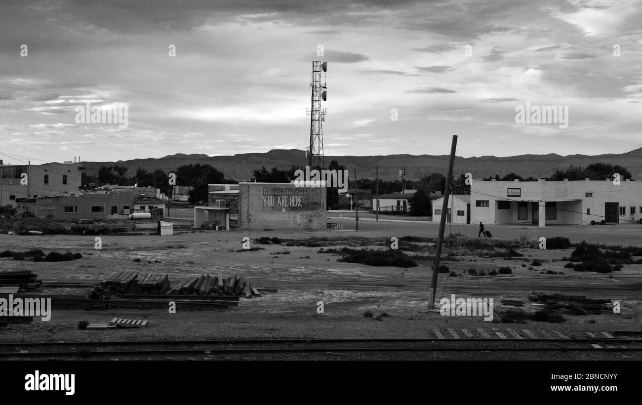 La tombée de la nuit surprend Green River, Utah Banque D'Images